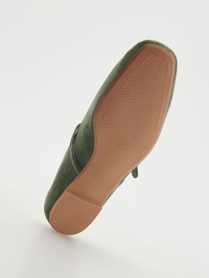 Light Olive Reserved Ballerinas Women's Loafers | VXSO-81975