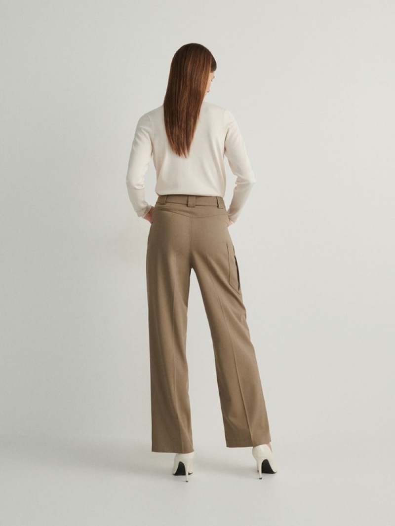 Light Olive Reserved Cargo Pocket Women's Trousers | RWZC-94601