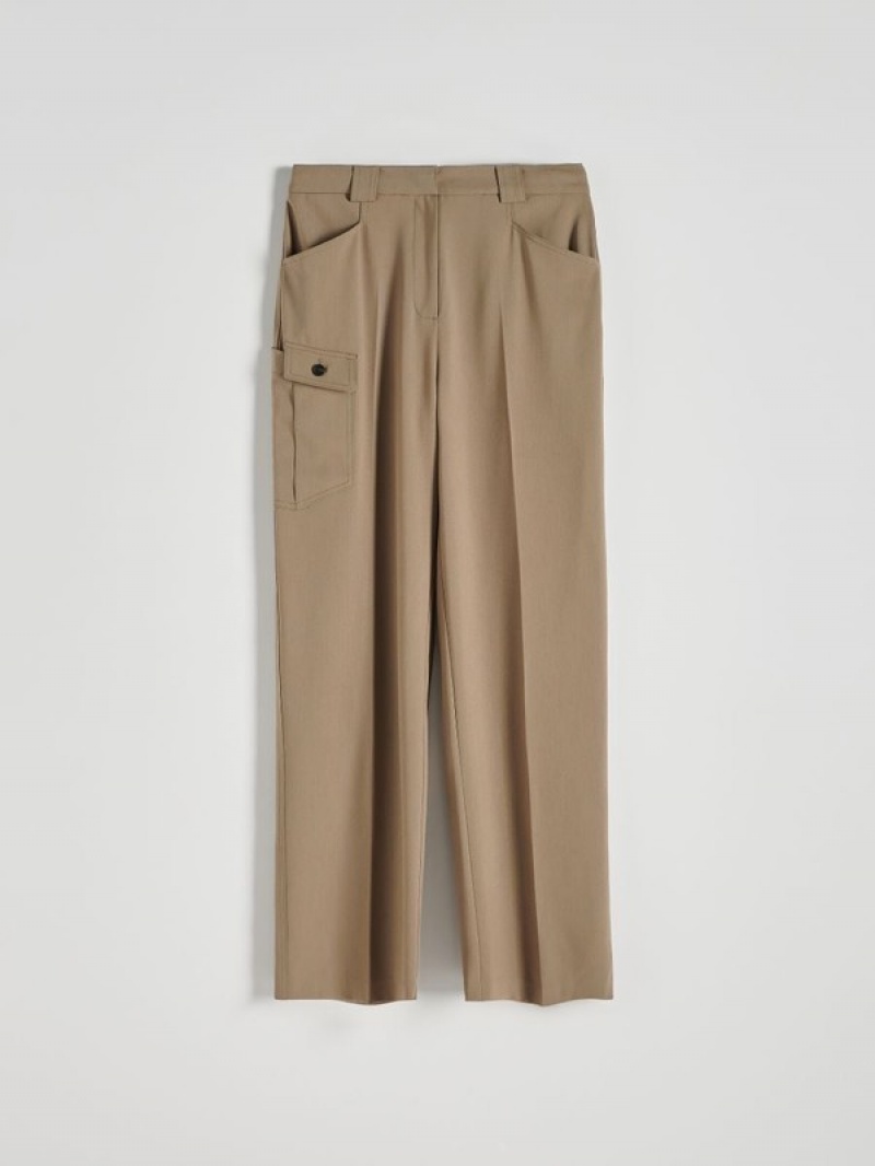 Light Olive Reserved Cargo Pocket Women's Trousers | RWZC-94601