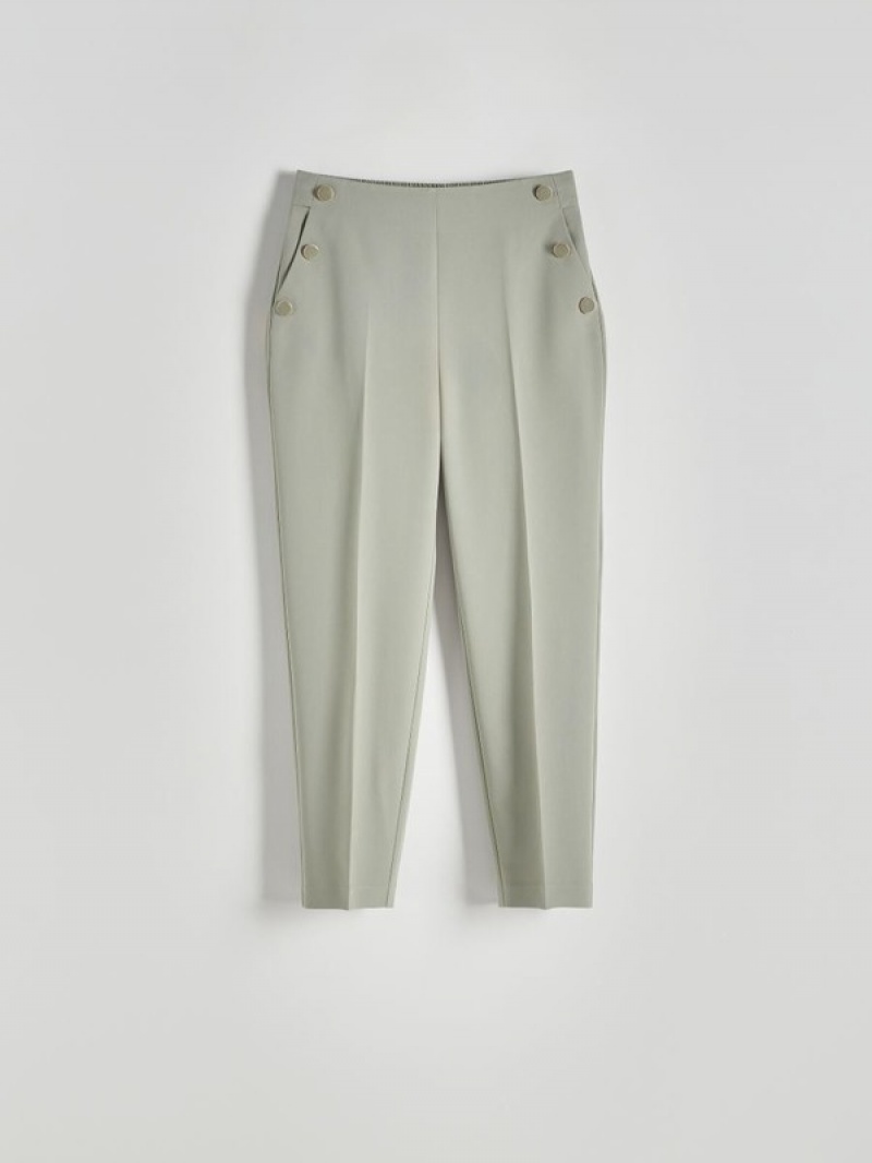 Light Olive Reserved Cigarettebuttons Women's Trousers | AZBJ-21493