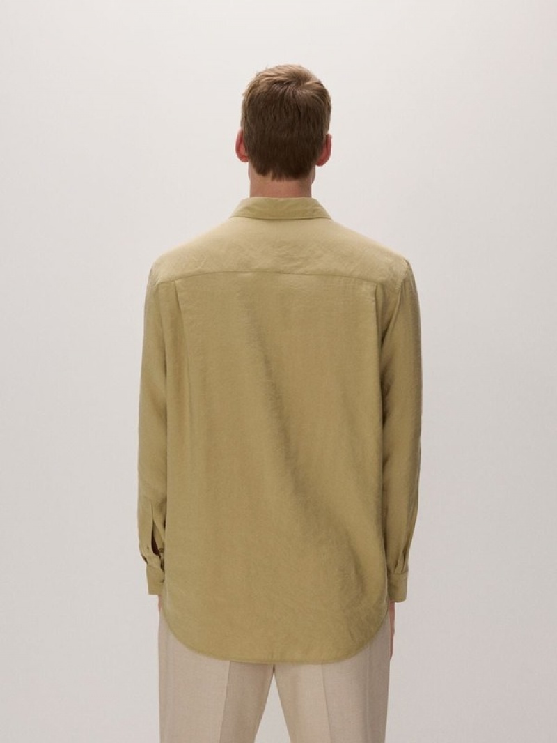 Light Olive Reserved Comfort Fit Men's Shirts | YQKM-08134