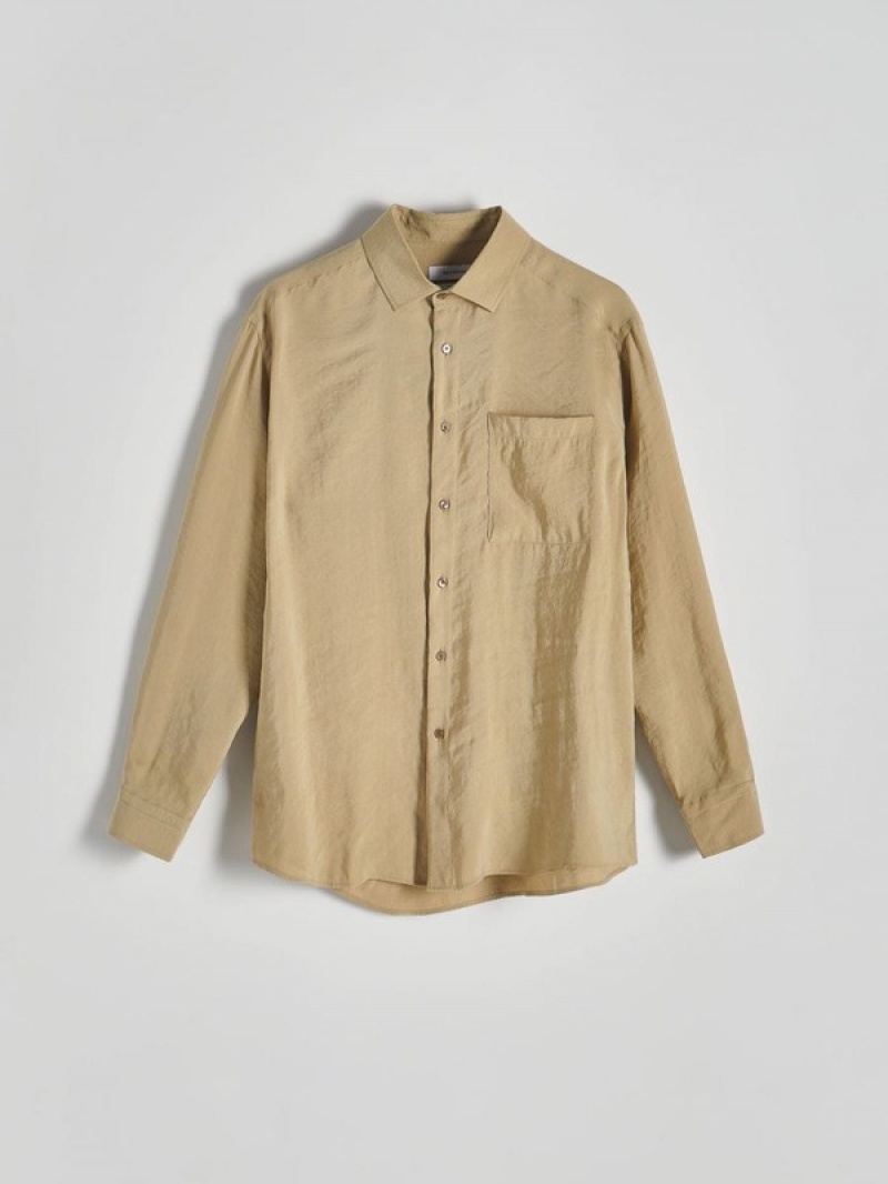 Light Olive Reserved Comfort Fit Men's Shirts | YQKM-08134