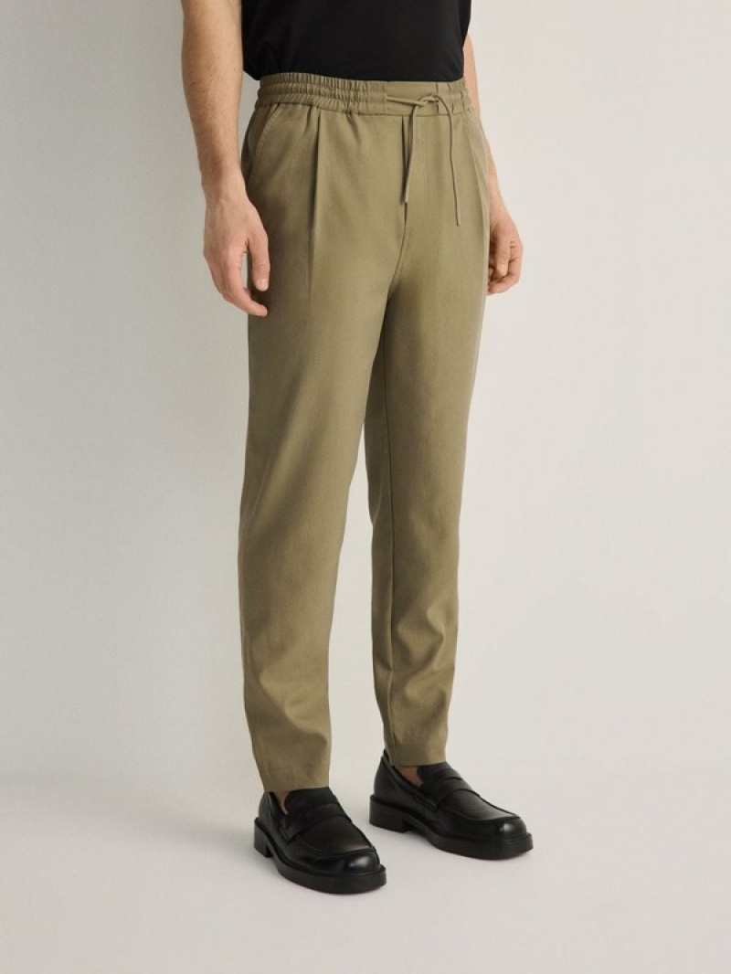 Light Olive Reserved Lyocell Rich Joggers Men's Trousers | LHMU-01978