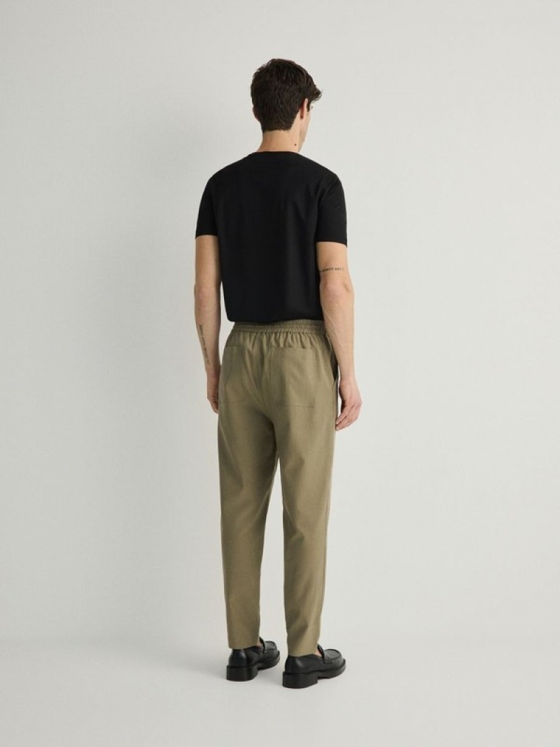 Light Olive Reserved Lyocell Rich Joggers Men's Trousers | LHMU-01978