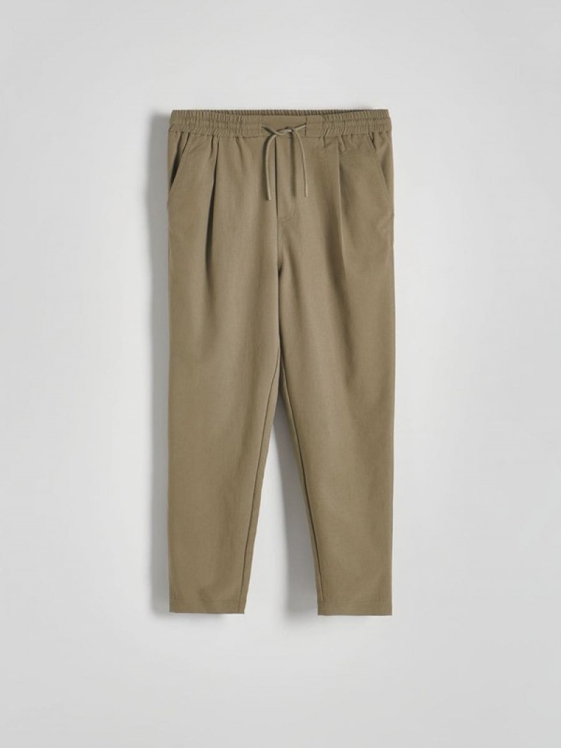 Light Olive Reserved Lyocell Rich Joggers Men's Trousers | LHMU-01978