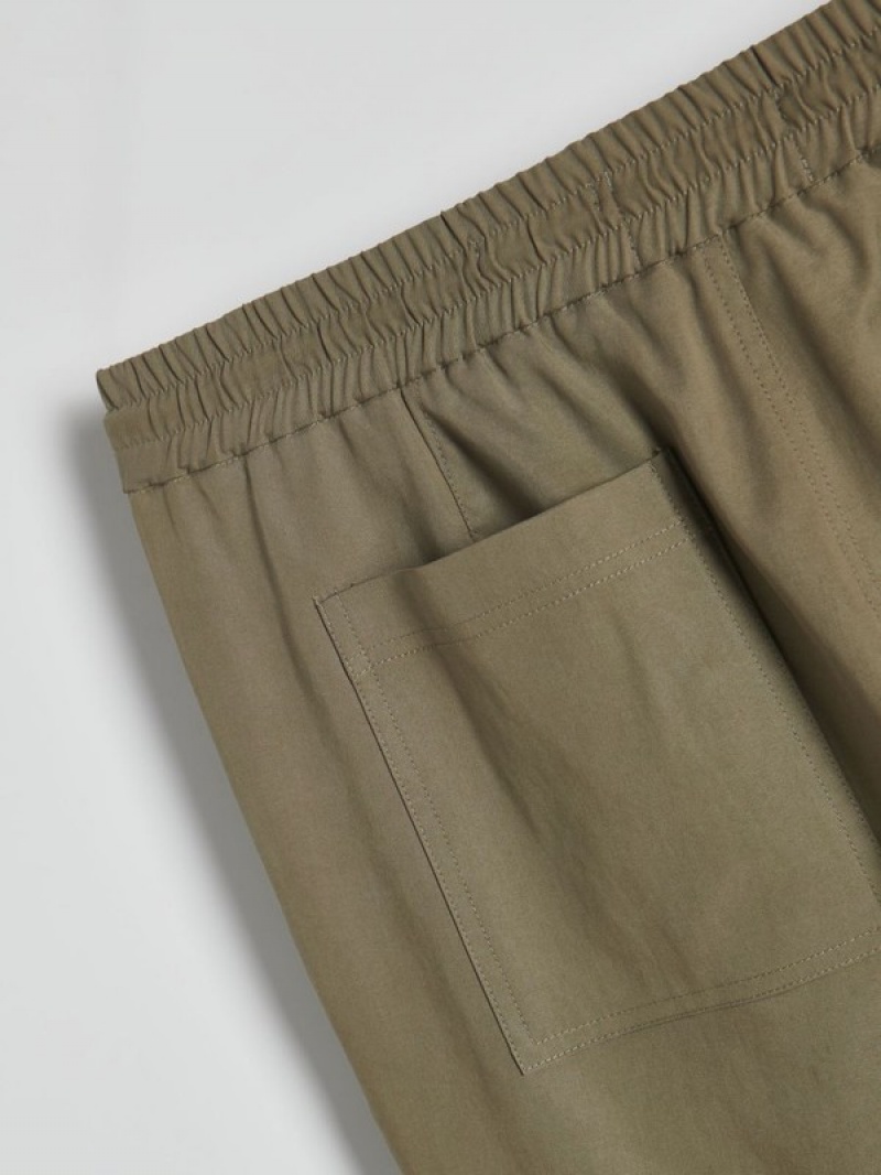 Light Olive Reserved Lyocell Rich Joggers Men's Trousers | LHMU-01978