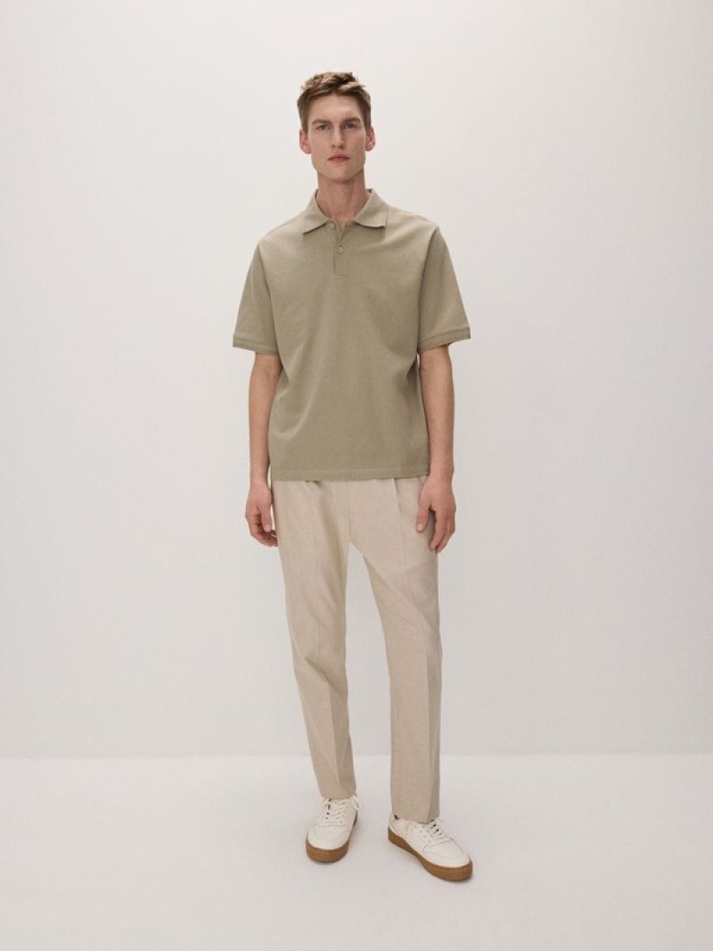 Light Olive Reserved Oversized Men's Polo Shirts | ATWP-54687