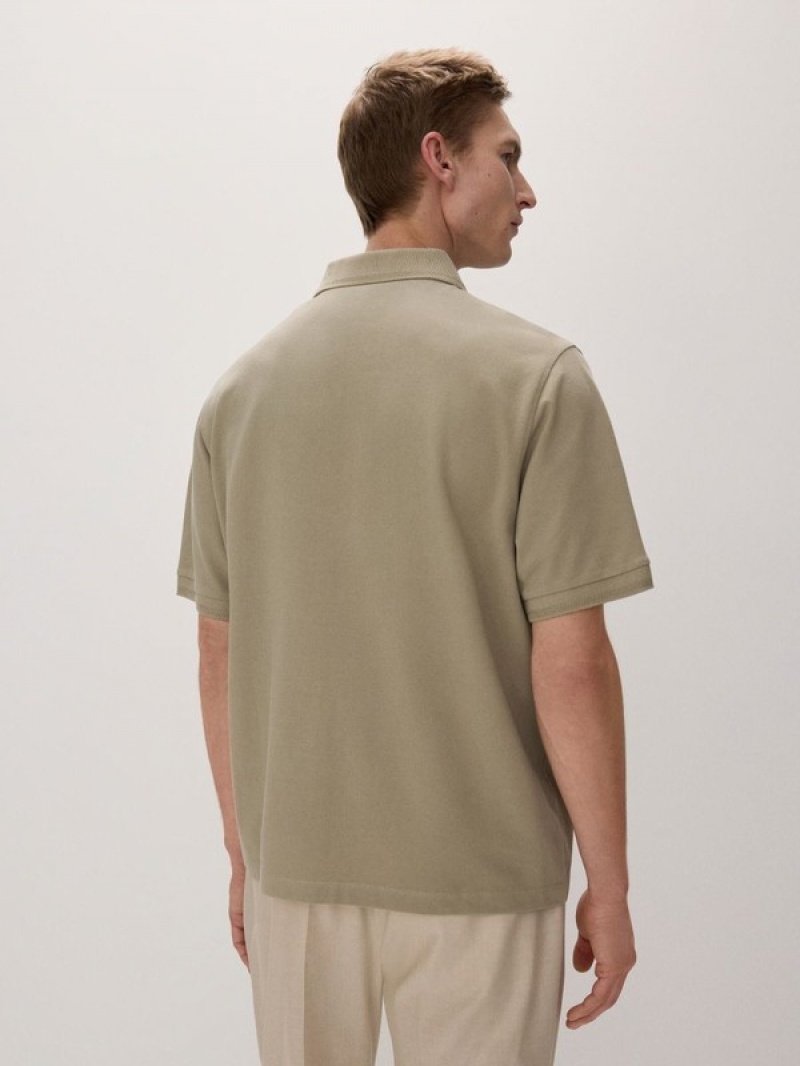 Light Olive Reserved Oversized Men's Polo Shirts | ATWP-54687