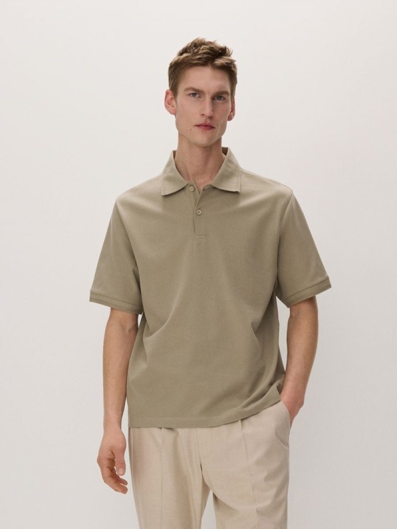 Light Olive Reserved Oversized Men's Polo Shirts | ATWP-54687