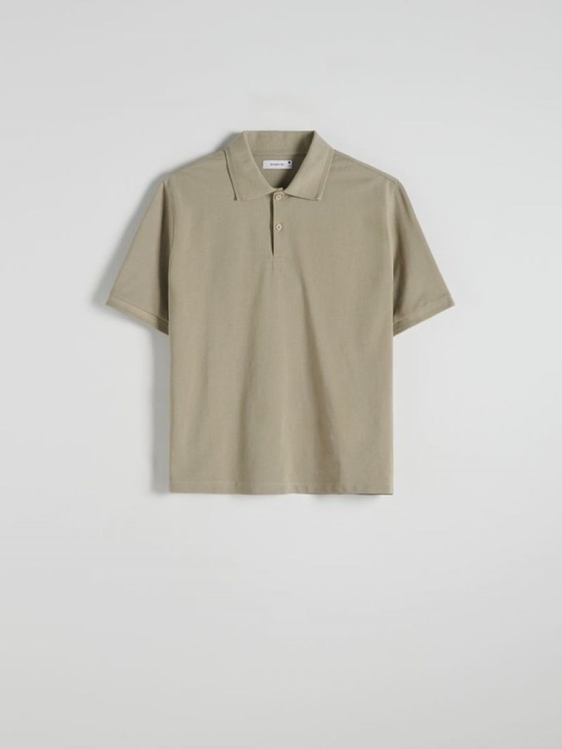 Light Olive Reserved Oversized Men's Polo Shirts | ATWP-54687