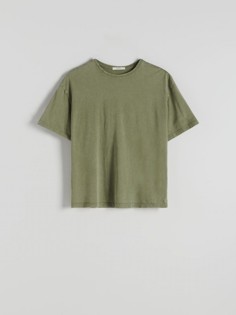 Light Olive Reserved Regular Fit Women's T-shirts | PBEG-98674