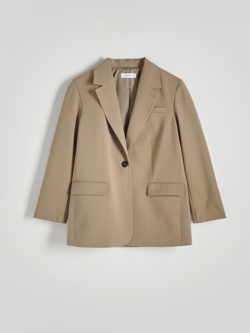 Light Olive Reserved Viscose Blend Women's Blazers | IZXG-35627