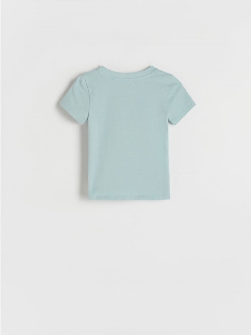 Light Turquoise Reserved Basic Cotton Rich Girls' T-shirts | BPOG-24651