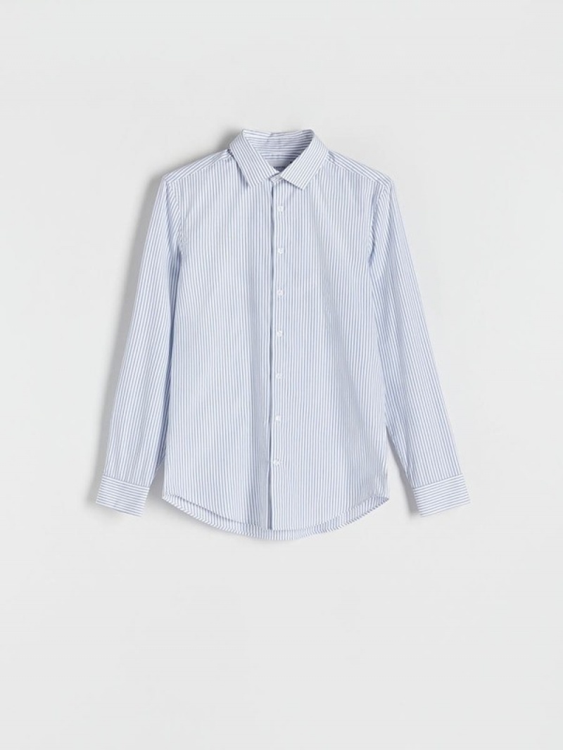 Light Turquoise Reserved Slim Fit Men's Shirts | JYUW-56230