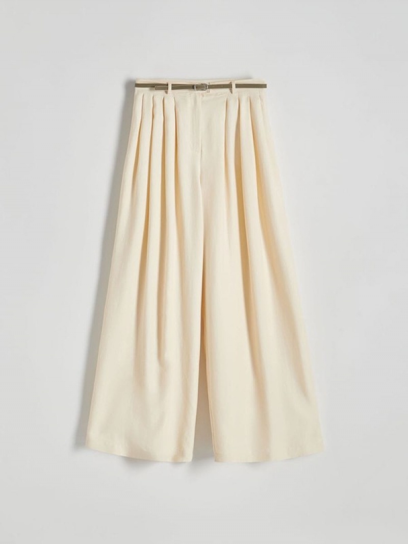 Light Yellow Reserved Belt Women's Trousers | OEFX-46193