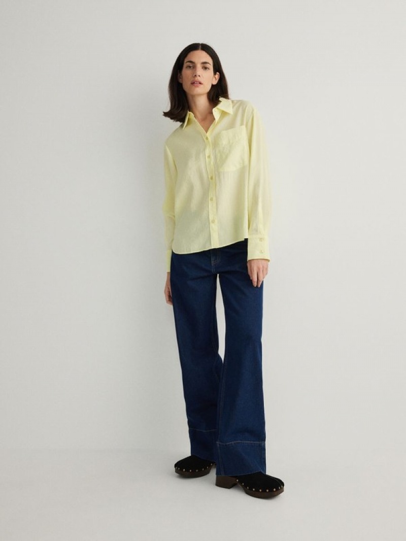 Light Yellow Reserved Modal Blend Women's Shirts | RWFI-06451