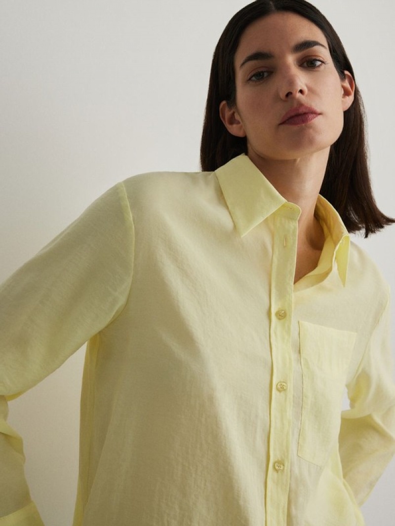 Light Yellow Reserved Modal Blend Women's Shirts | RWFI-06451