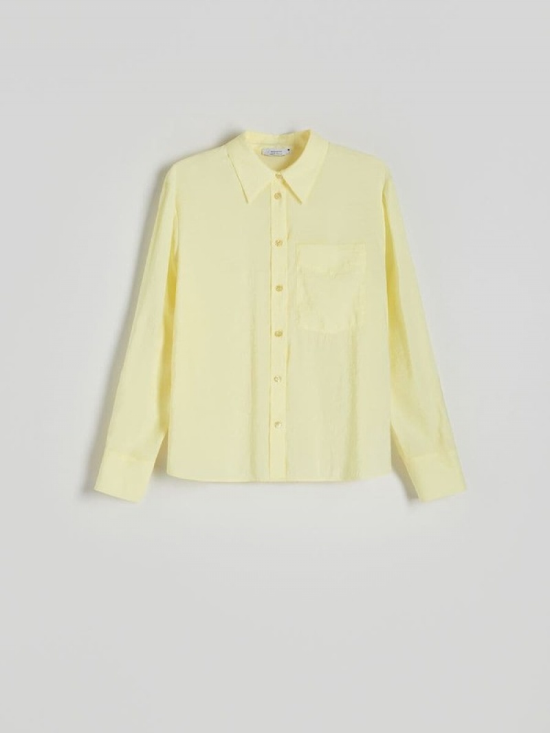 Light Yellow Reserved Modal Blend Women's Shirts | RWFI-06451