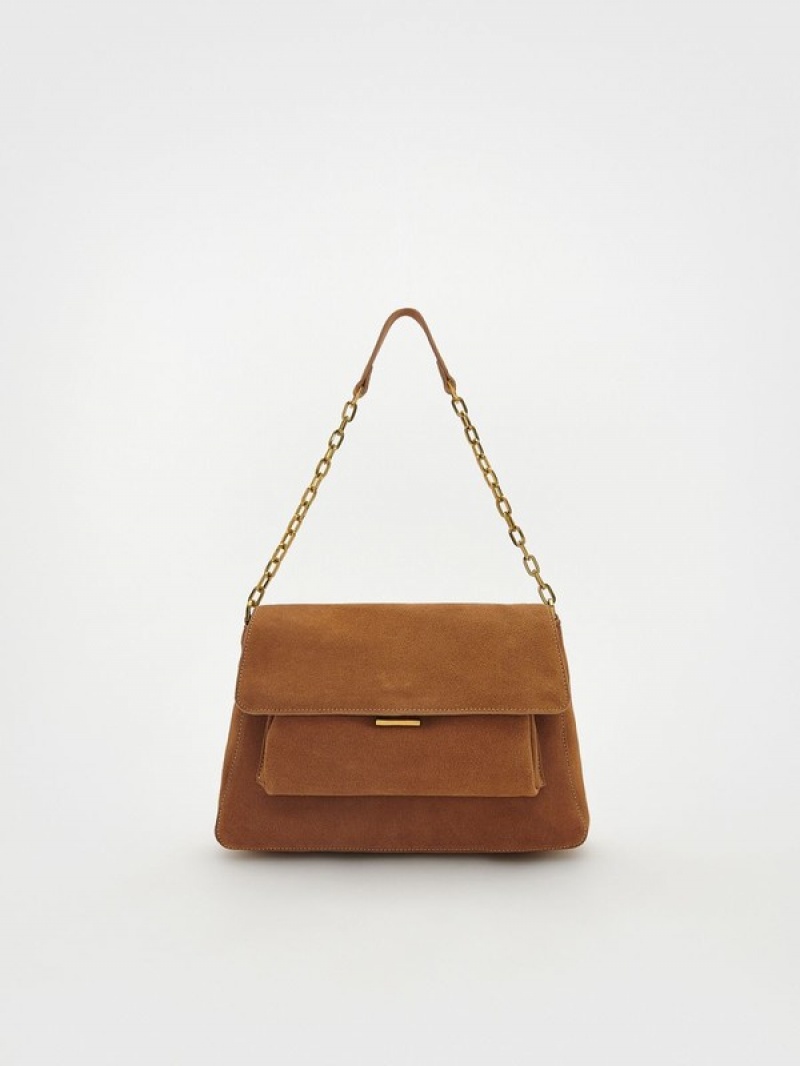 Mustard Reserved Suede Women's Bags | CWUM-48017