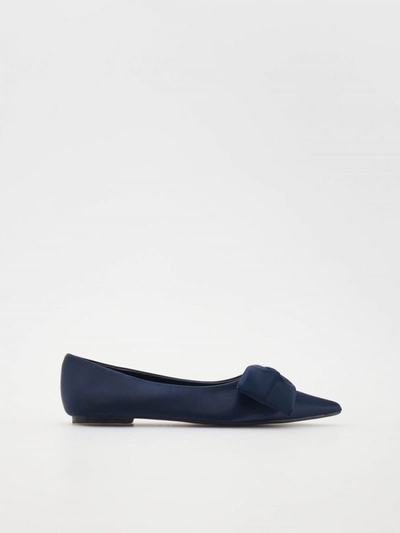 Navy Reserved Ballerinasbow Detail Women's Loafers | YASG-35614