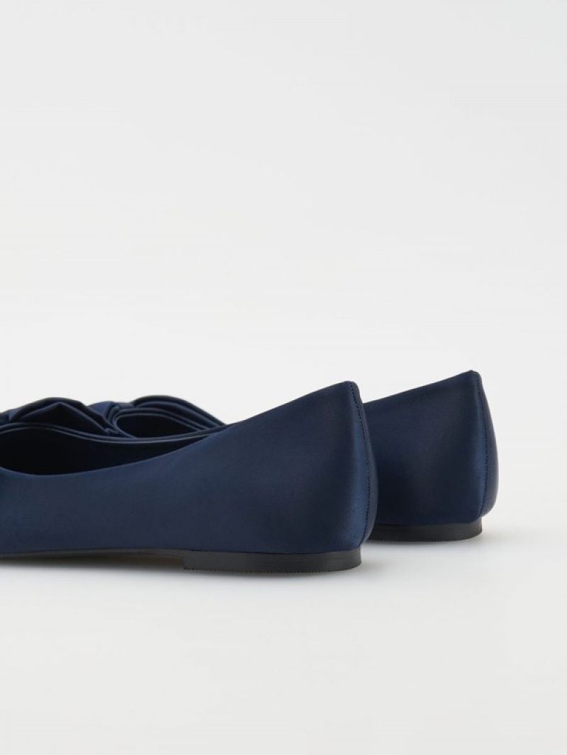 Navy Reserved Ballerinasbow Detail Women's Loafers | YASG-35614