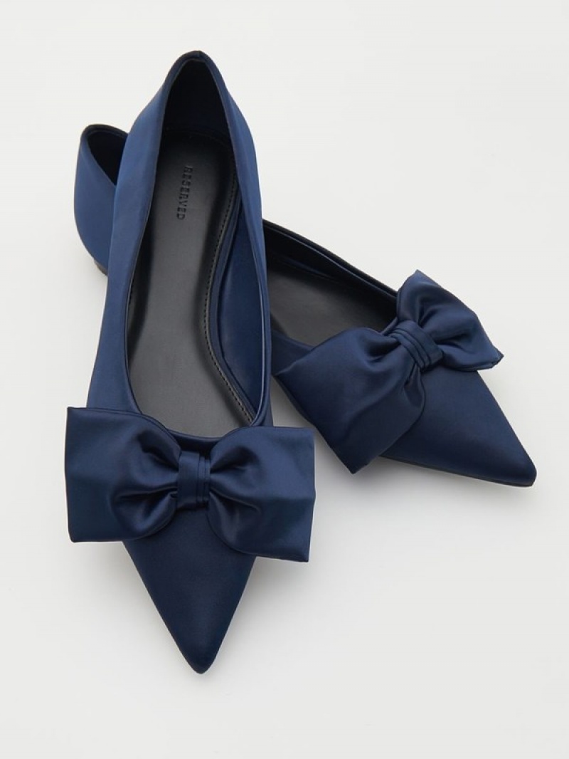 Navy Reserved Ballerinasbow Detail Women's Loafers | YASG-35614