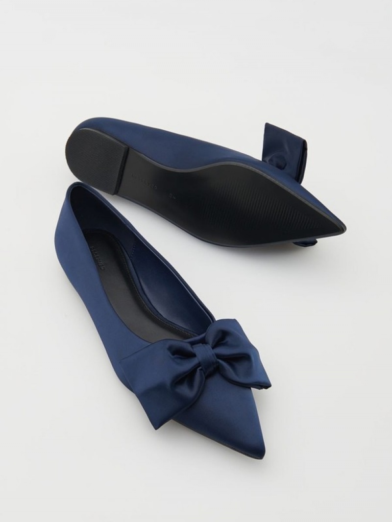 Navy Reserved Ballerinasbow Detail Women's Loafers | YASG-35614