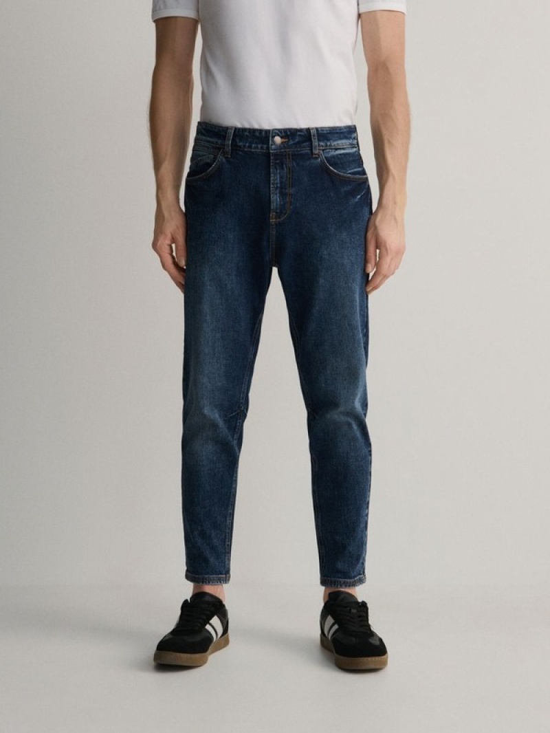 Navy Reserved Carrot Slim Men's Jeans | KJHW-07639