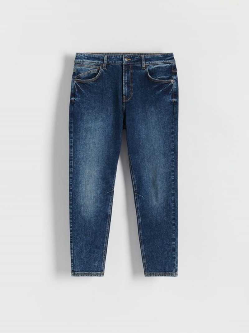 Navy Reserved Carrot Slim Men's Jeans | KJHW-07639