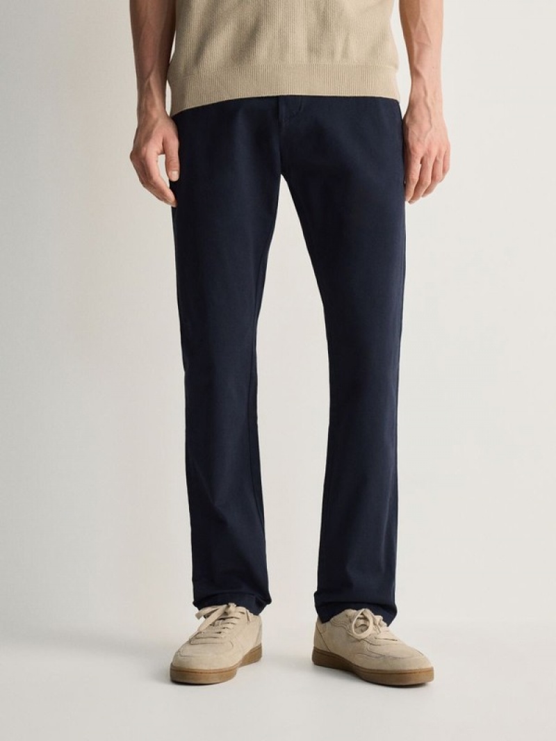 Navy Reserved Chino Slim Fit Men's Trousers | TCDU-90762