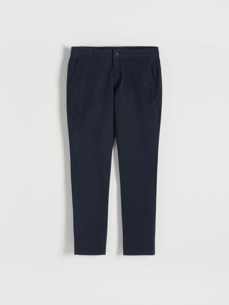 Navy Reserved Chino Slim Fit Men's Trousers | TCDU-90762