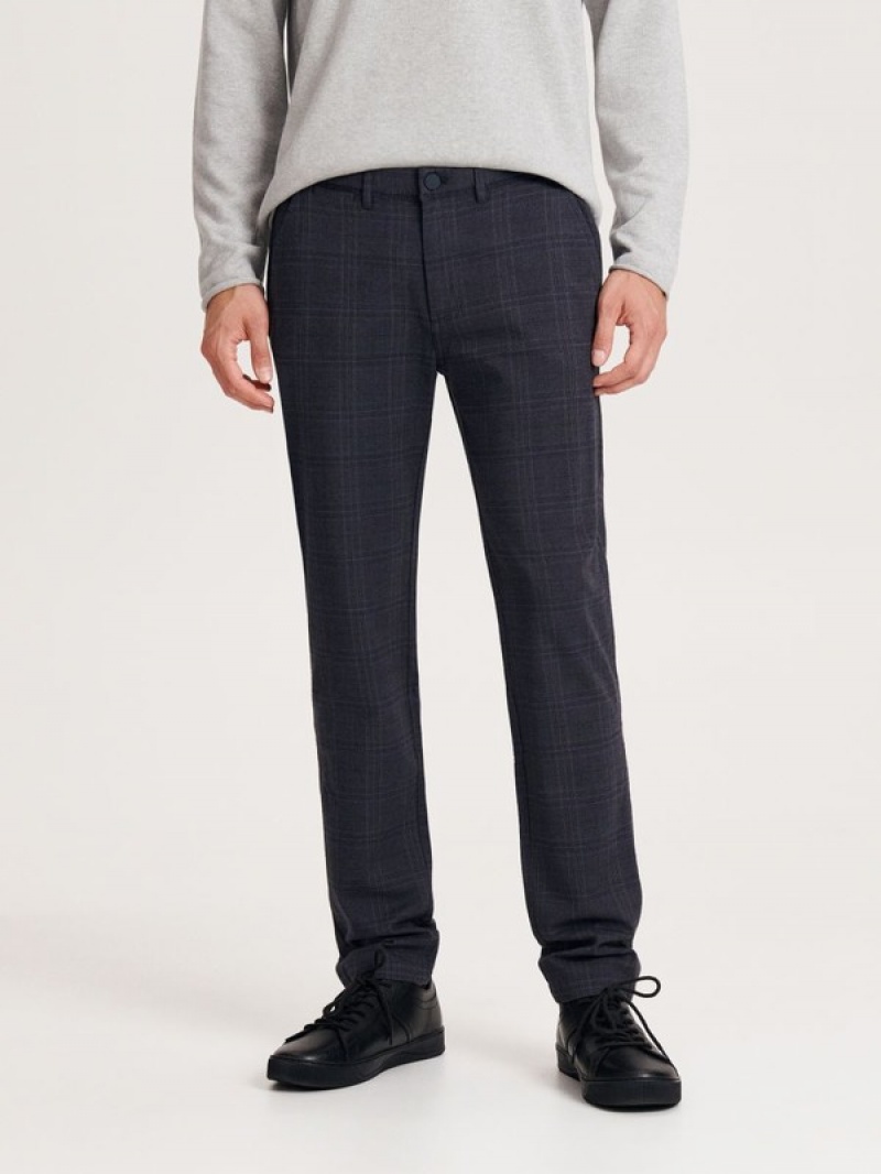 Navy Reserved Chino Slim Men's Trousers | IAYS-63472