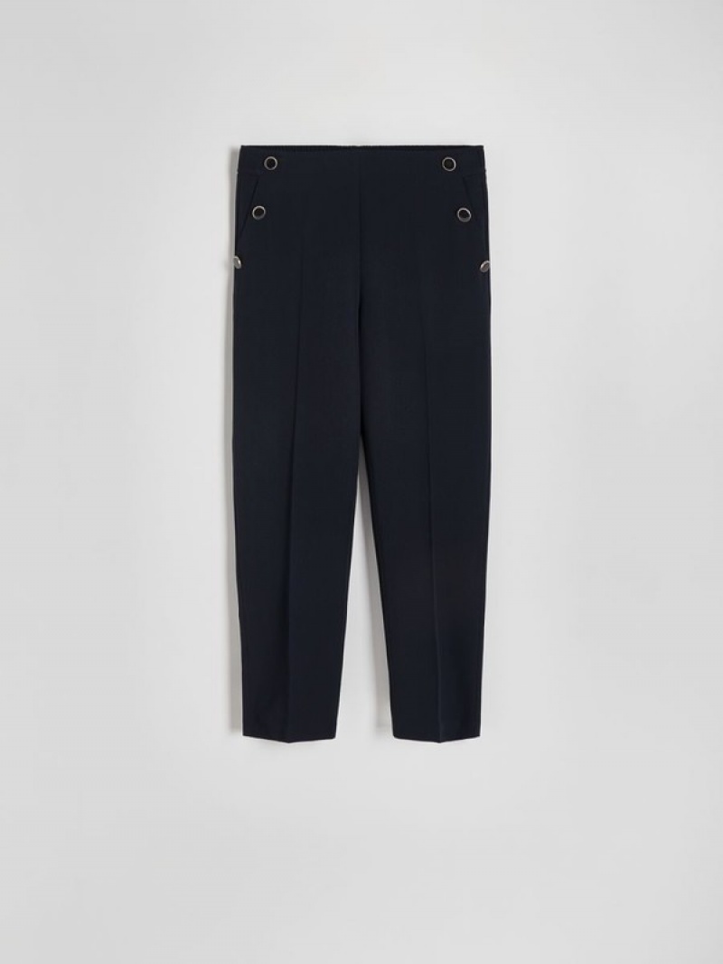 Navy Reserved Cigarettebuttons Women's Trousers | DTUZ-47052