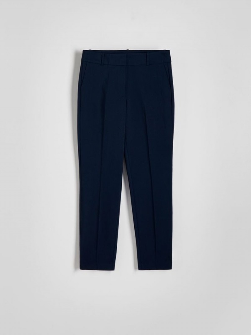 Navy Reserved Cigarettepressed Crease Women's Trousers | JAGI-53917