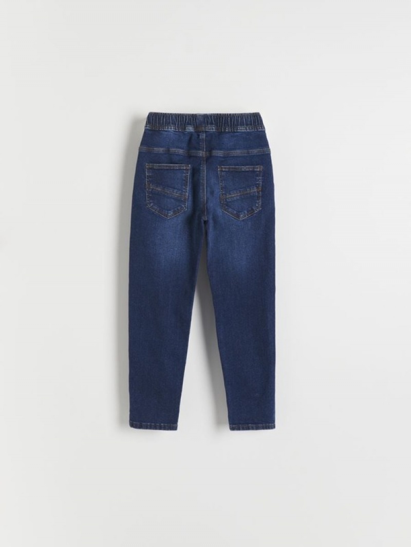 Navy Reserved Elastic Carrot Boys' Jeans | DLCF-06921