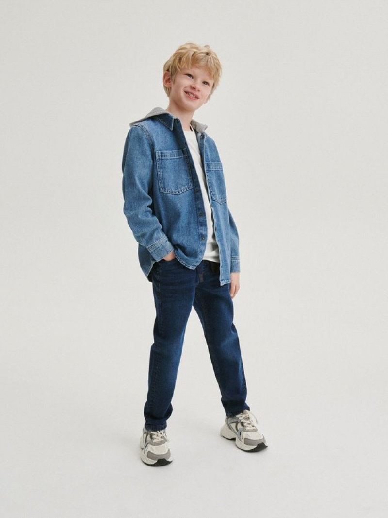 Navy Reserved Elastic Carrot Boys' Jeans | DLCF-06921