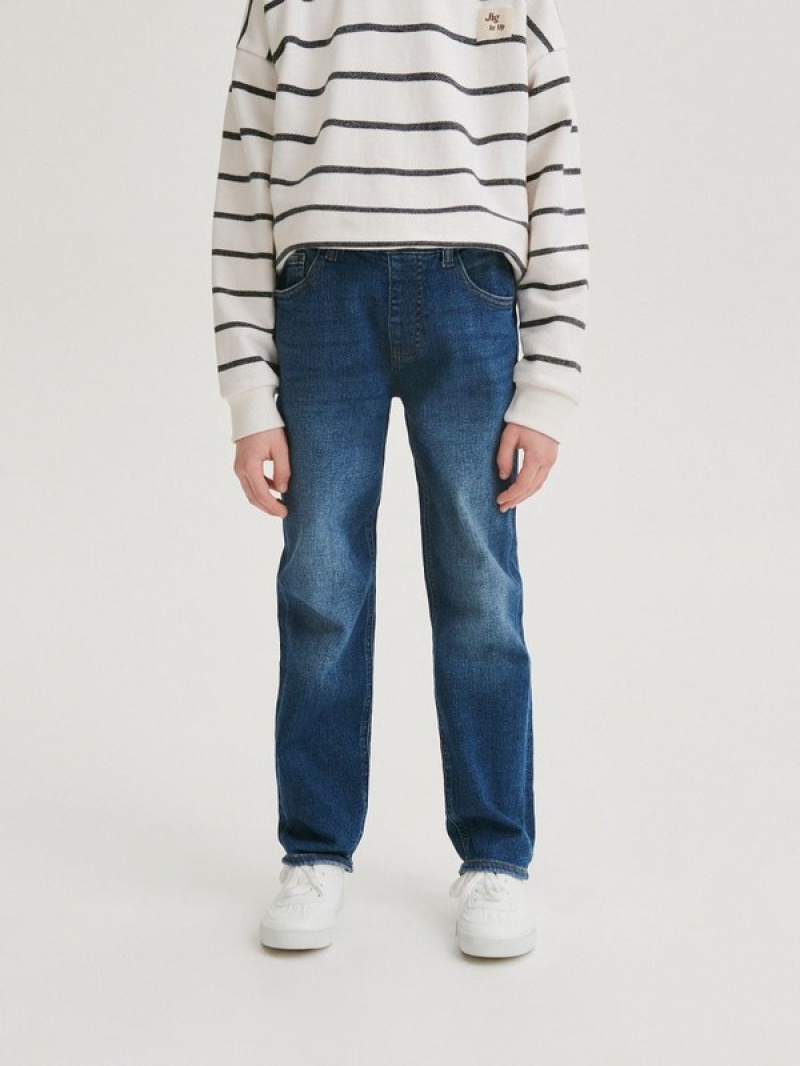 Navy Reserved Elastic Regular Boys' Jeans | ZDQH-16279