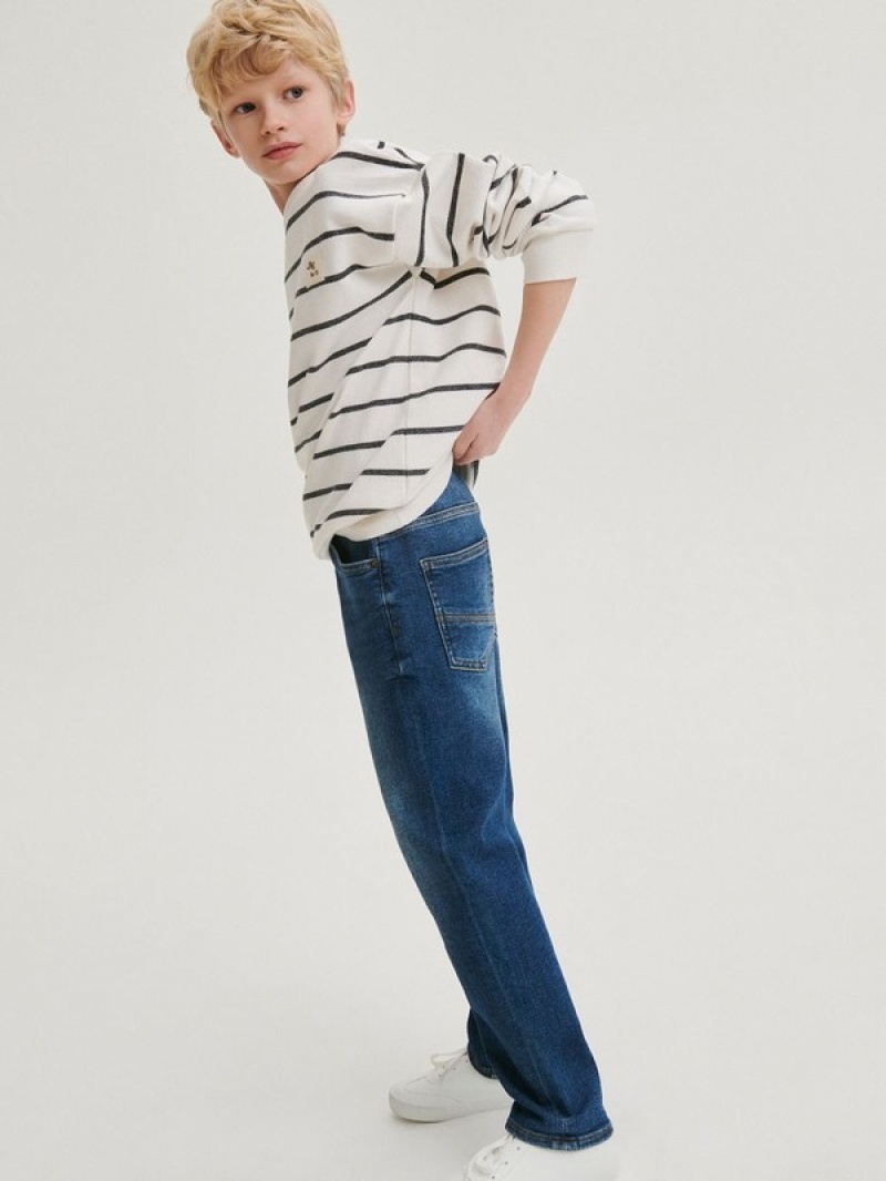 Navy Reserved Elastic Regular Boys' Jeans | ZDQH-16279