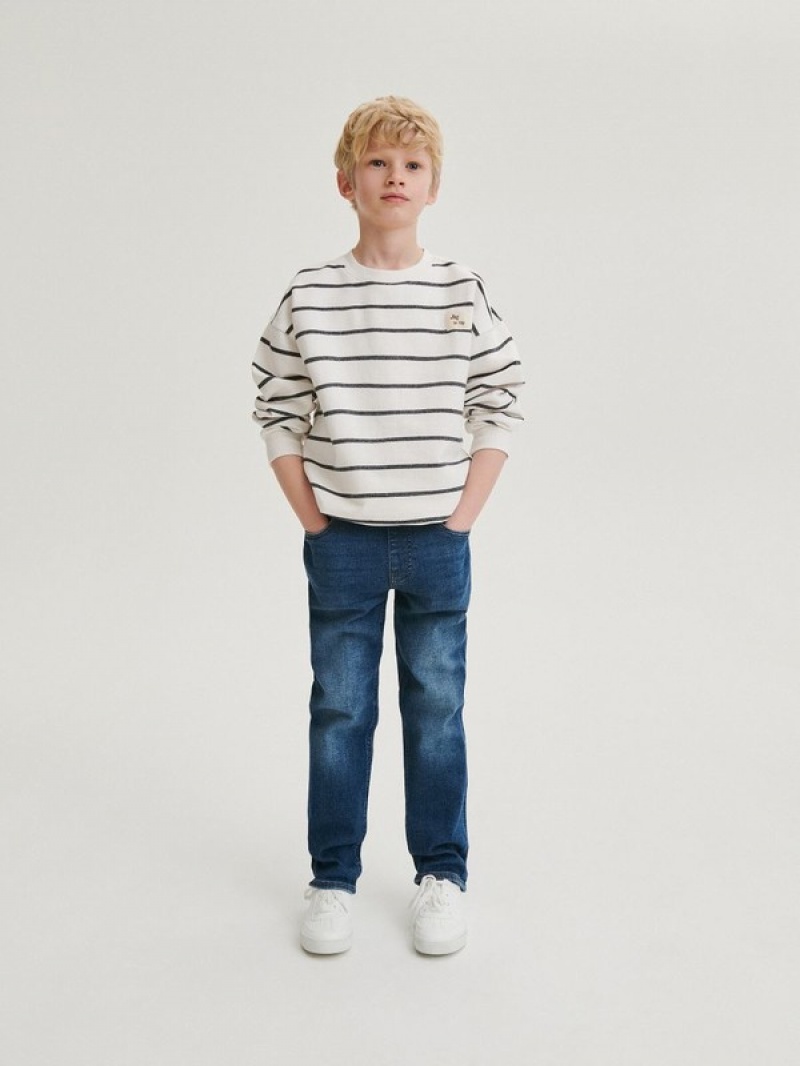 Navy Reserved Elastic Regular Boys\' Jeans | ZDQH-16279