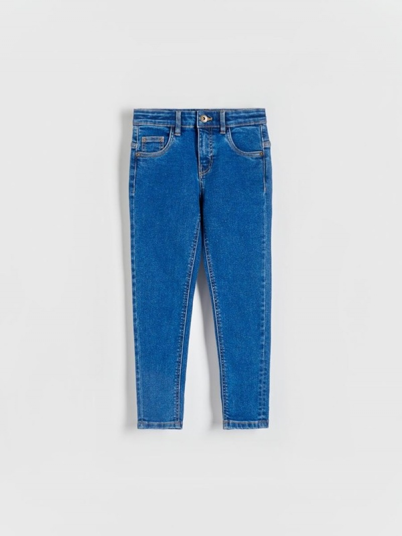 Navy Reserved Elastic Slim Boys' Jeans | OVBD-17048