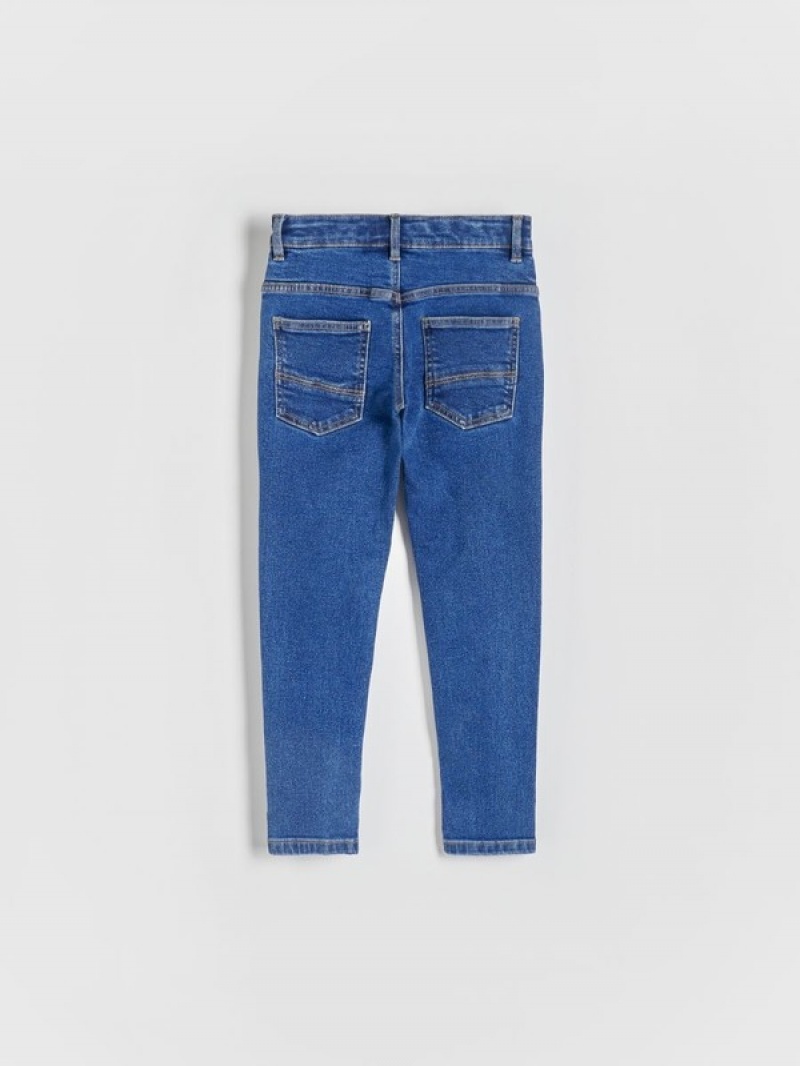 Navy Reserved Elastic Slim Boys' Jeans | OVBD-17048