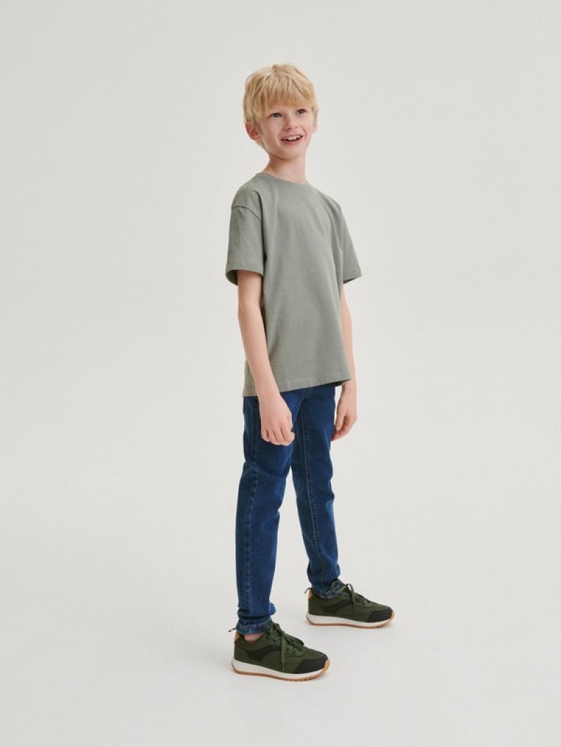 Navy Reserved Elastic Slim Boys' Jeans | OVBD-17048