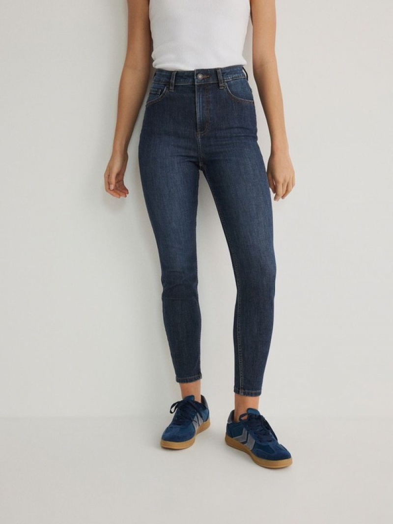 Navy Reserved High Waist Slim Women's Jeans | SKHP-20934