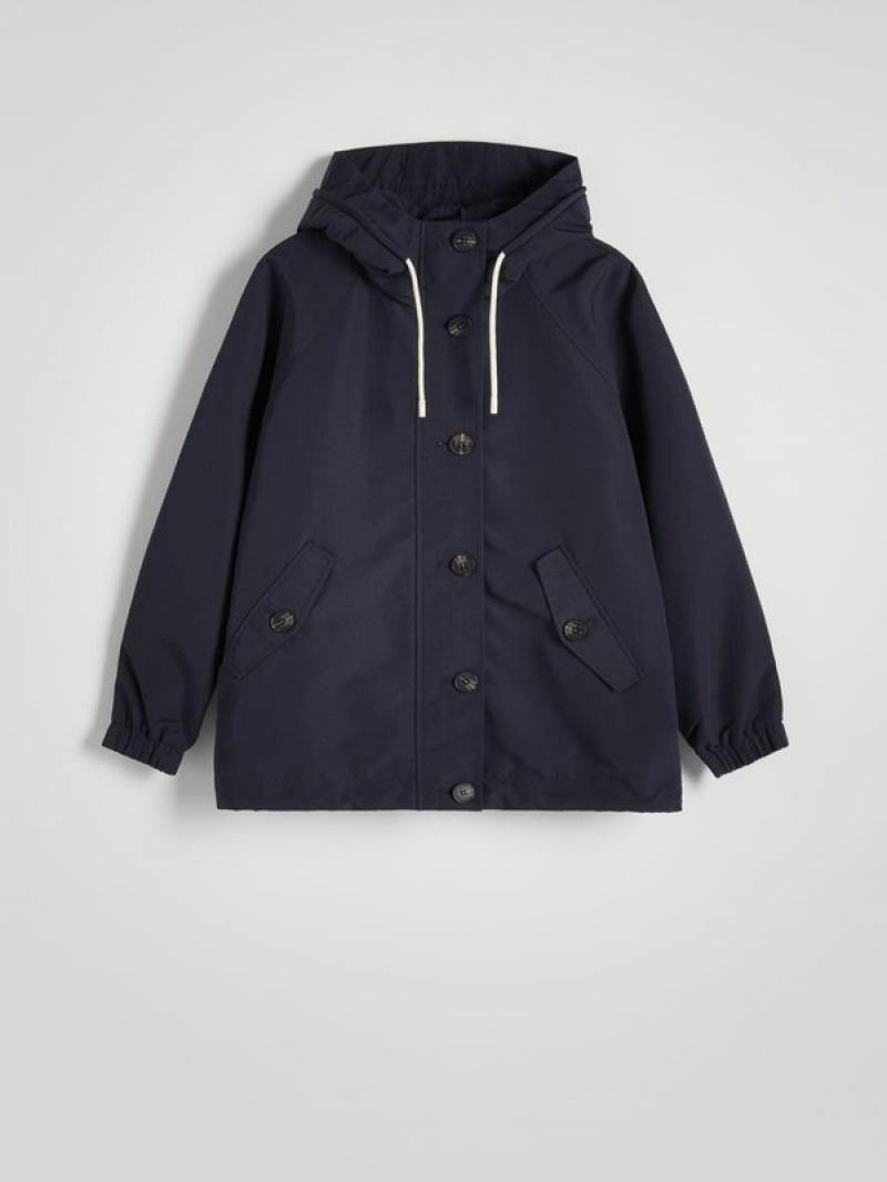 Navy Reserved Hooded Women's Jackets | EJYR-12893