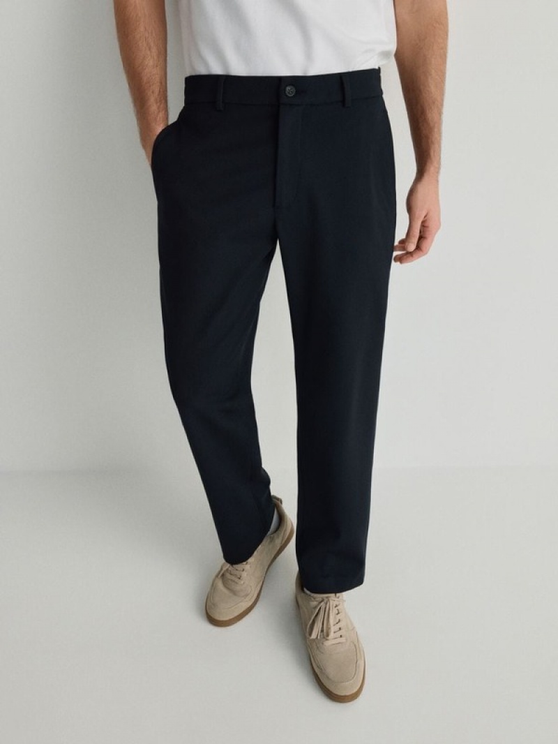 Navy Reserved Joggers Men's Trousers | PLMH-17364