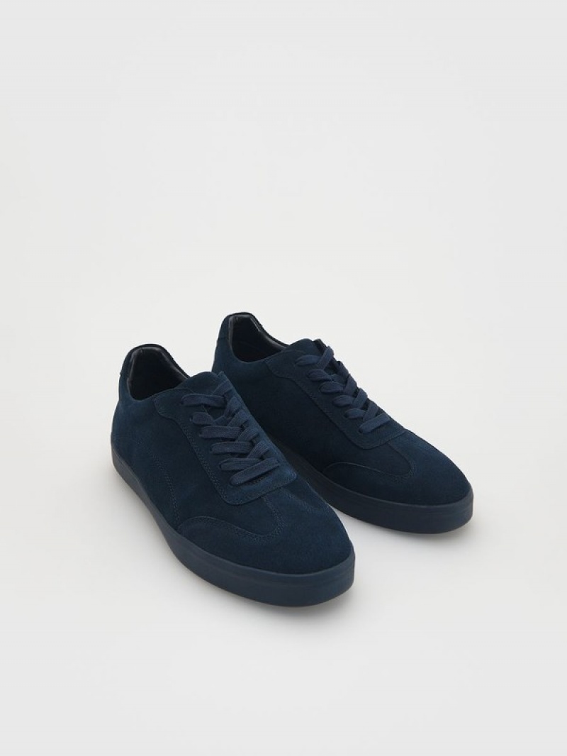 Navy Reserved Leather Rich Men's Shoes | DVLA-68410