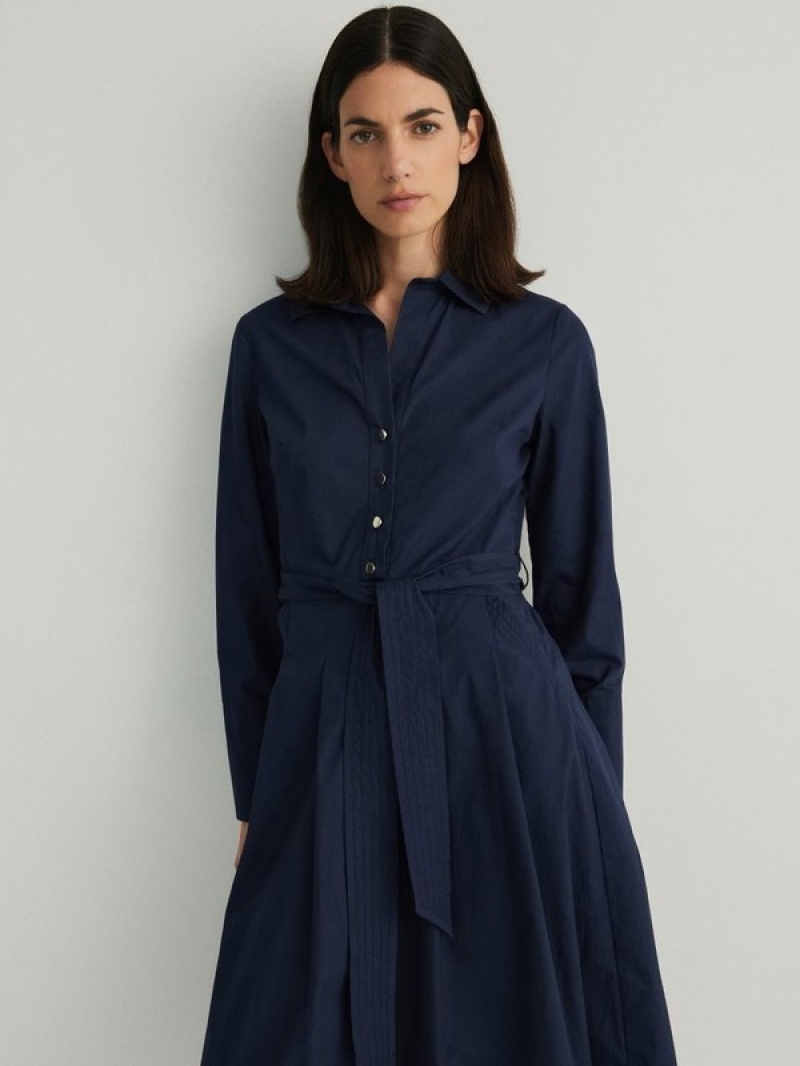 Navy Reserved Midi Women's Dress | PFWL-72315