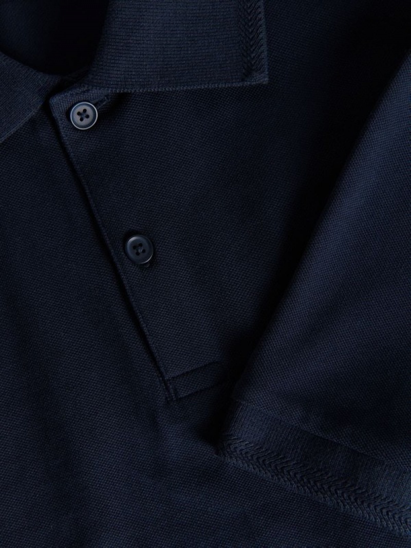 Navy Reserved Oversized Men's Polo Shirts | XHKS-26385