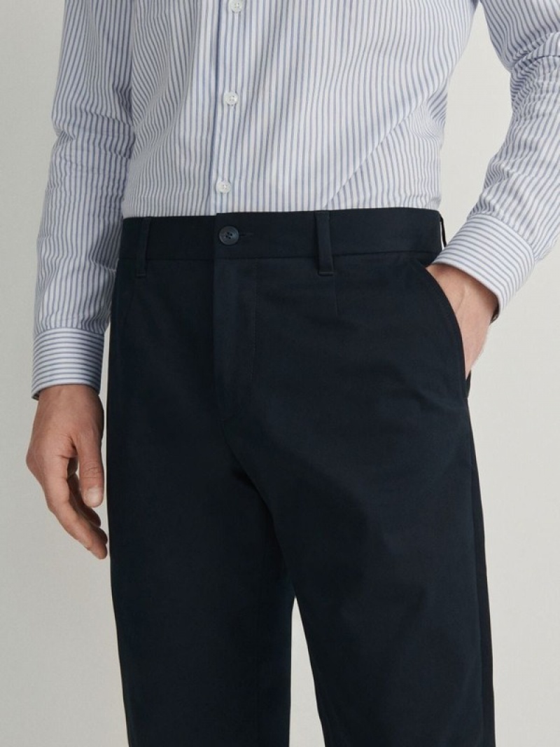 Navy Reserved Regular Fit Chino Men's Trousers | BWCN-24750