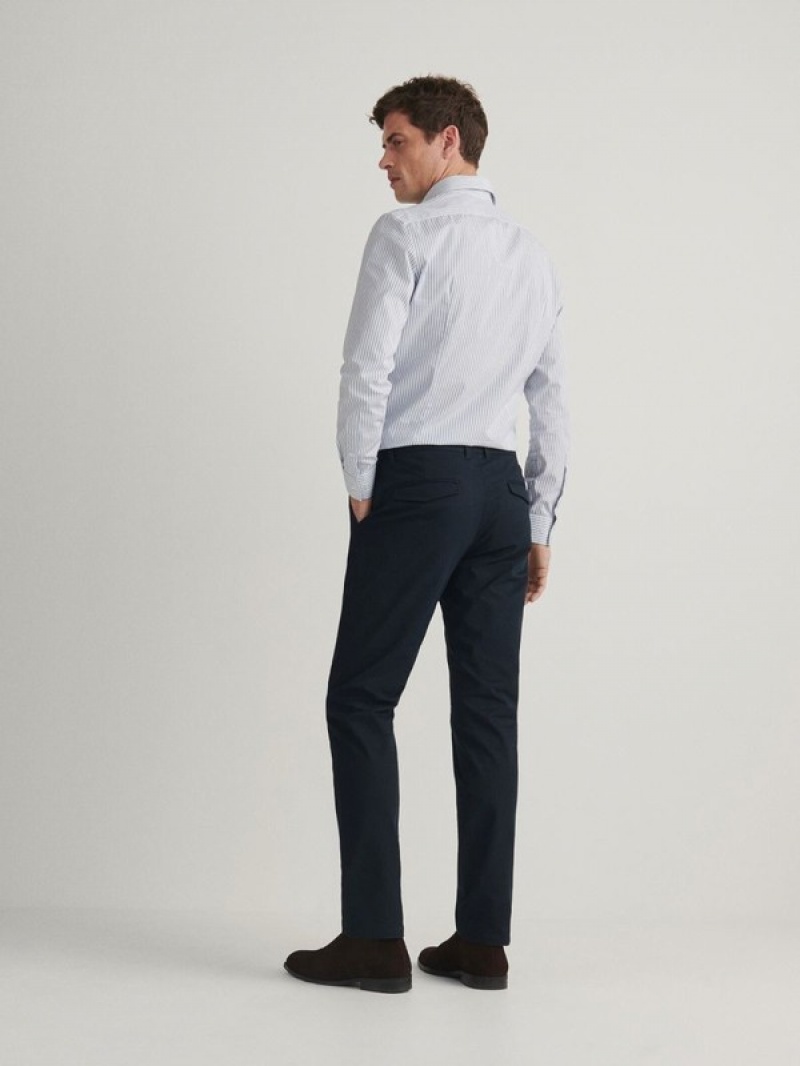 Navy Reserved Regular Fit Chino Men's Trousers | BWCN-24750